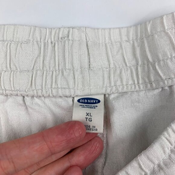Old Navy White Linen Blend Pull On Ankle Pant XL - Picture 3 of 7
